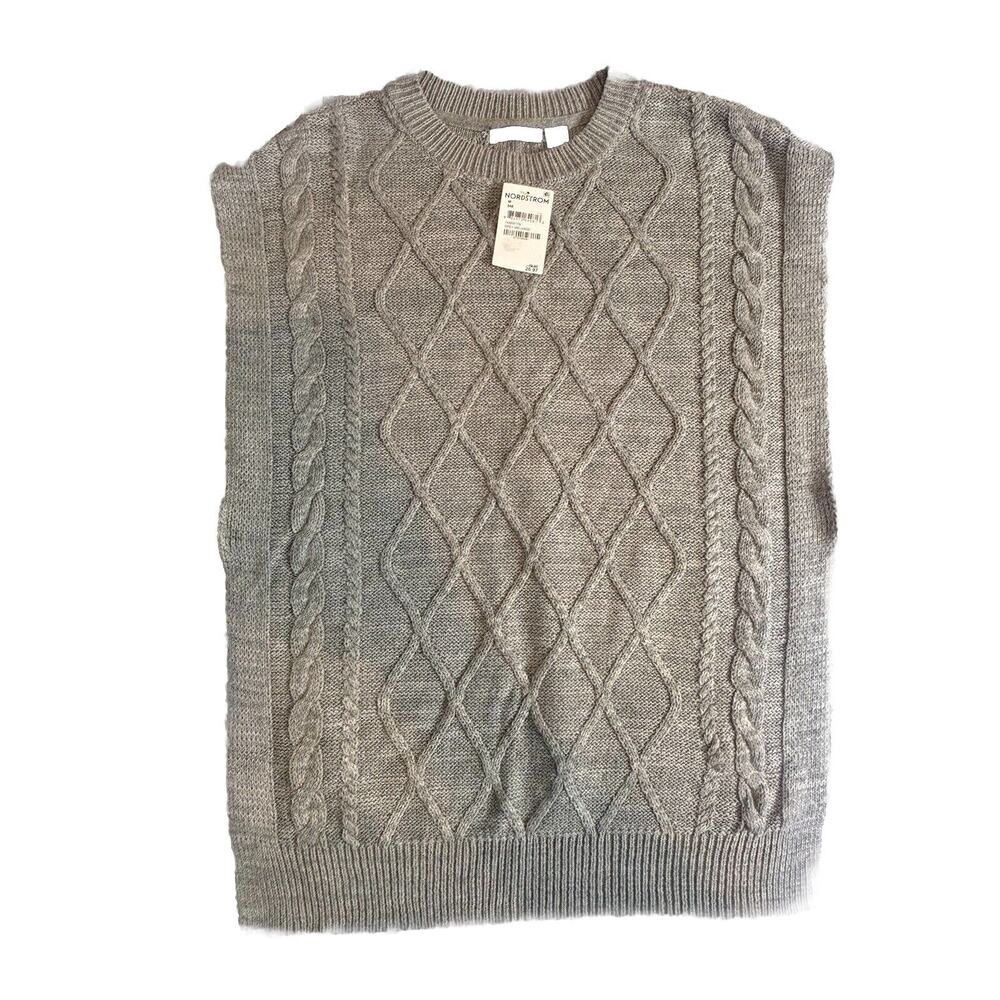 RDI Gray KNIT CrewNECK SWEATER Poncho VEST WMNS SZ M Medium NWT